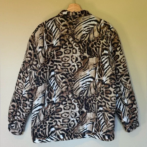 Vintage CLIO Silk Animal Print Oversized Bomber Jacket Size Small - Picture 5 of 11